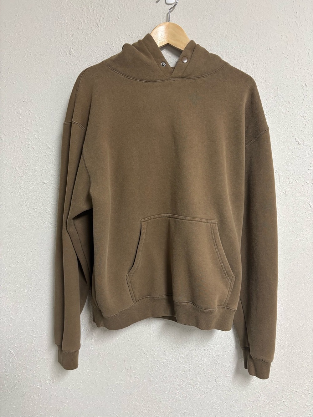Maison Article Heavyweight Snap Neck Fleece Pullover Hoodie Mocha Brown Mens L